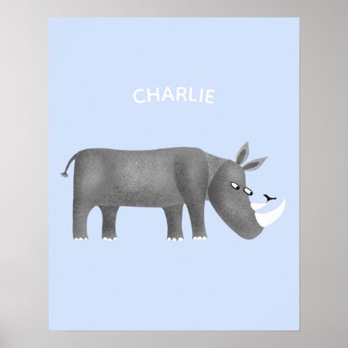 Cute Rhinoceros Personalized Poster