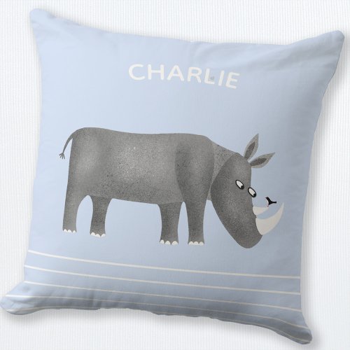 Cute Rhinoceros Personalized Throw Pillow