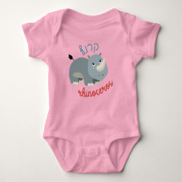 Cute Rhinoceros with Hebrew for Jewish Children Baby Bodysuit