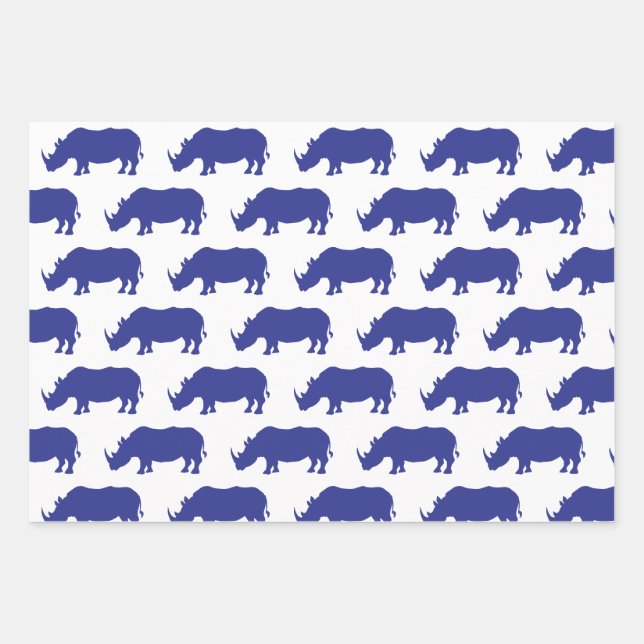 Cute Rhinoceros Wrapping Paper Sheets (Front 2)