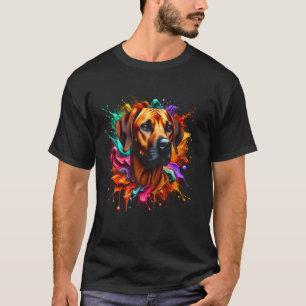 Cute Rhodesian Ridgeback in Colourful Splashes of T-Shirt