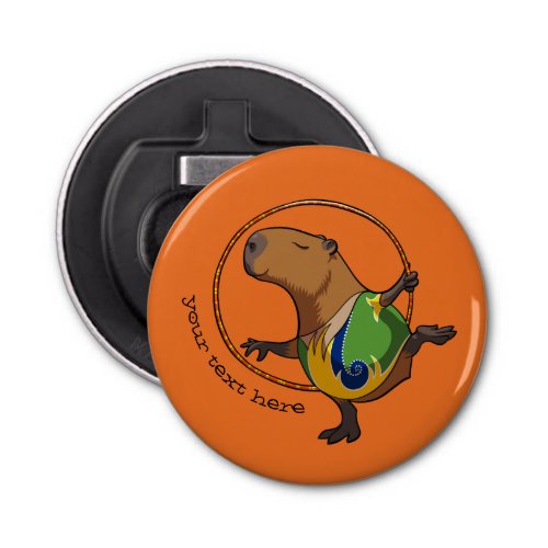 Cute Rhythmic Gymnastics Hoop Cartoon Capybara Bottle Opener