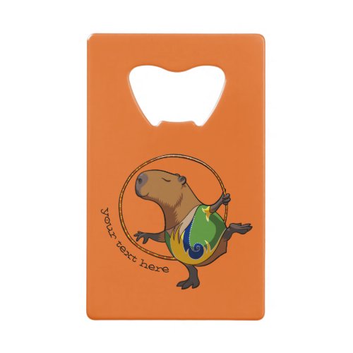 Cute Rhythmic Gymnastics Hoop Cartoon Capybara Credit Card Bottle Opener