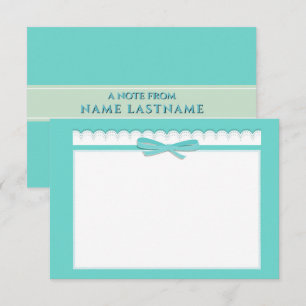 Cute Ribbon &  Pastel Turquoise Stationery Gift Note Card
