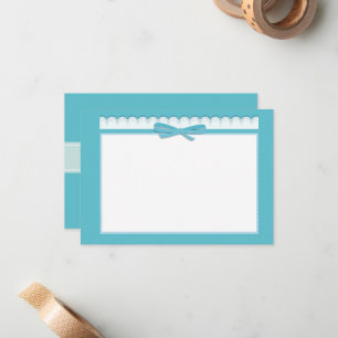 Cute Ribbon &  Pastel Turquoise Stationery Gift Note Card