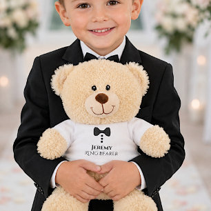 Cute Ring Bearer Wedding Favor Black Tie Tuxedo Teddy Bear