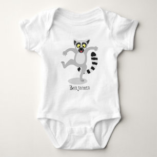 Cute ring tail lemur dancing cartoon illustration baby bodysuit