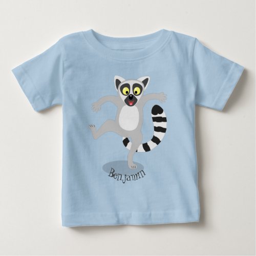 Cute ring tail lemur dancing cartoon illustration baby T_Shirt