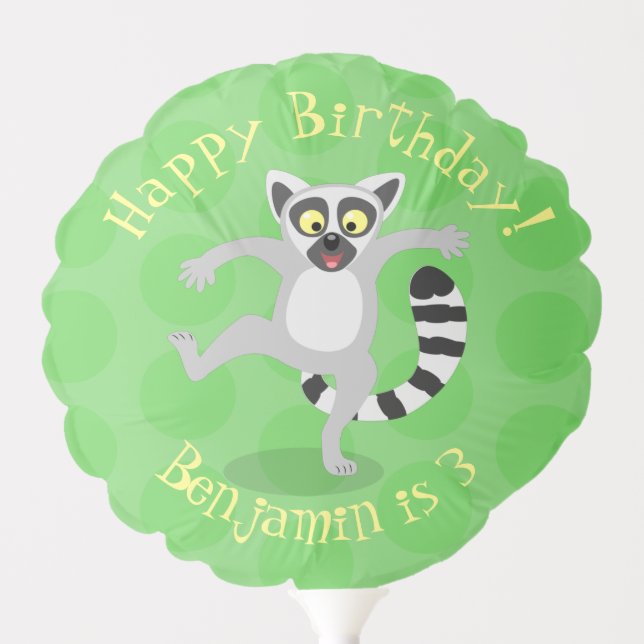 Cute ring tail lemur dancing cartoon illustration balloon (Front)