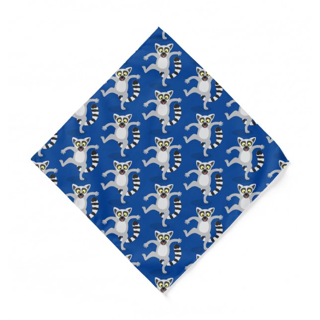 Cute ring tail lemur dancing cartoon illustration bandana (Front)