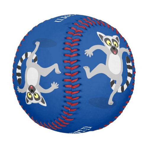 Cute ring tail lemur dancing cartoon illustration baseball