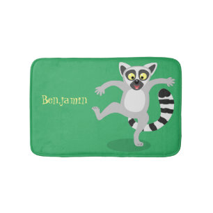 Cute ring tail lemur dancing cartoon illustration bath mat