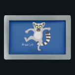 Cute ring tail lemur dancing cartoon illustration belt buckle<br><div class="desc">This cute ringtail lemur from Madagascar is jumping for joy! Drawn in happy cartoon style.</div>