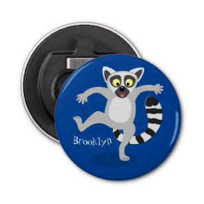 Cute ring tail lemur dancing cartoon illustration bottle opener