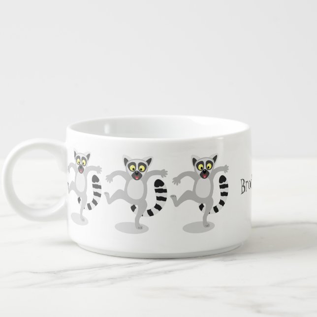 Cute ring tail lemur dancing cartoon illustration bowl (Right)