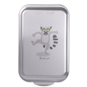 Cute ring tail lemur dancing cartoon illustration cake pan