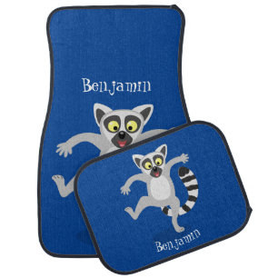 Cute ring tail lemur dancing cartoon illustration car floor mat