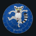 Cute ring tail lemur dancing cartoon illustration dart board<br><div class="desc">This cute ringtail lemur from Madagascar is jumping for joy! Drawn in happy cartoon style.</div>