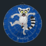 Cute ring tail lemur dancing cartoon illustration dart board<br><div class="desc">This cute ringtail lemur from Madagascar is jumping for joy! Drawn in happy cartoon style.</div>