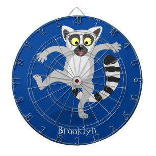 Cute ring tail lemur dancing cartoon illustration dart board