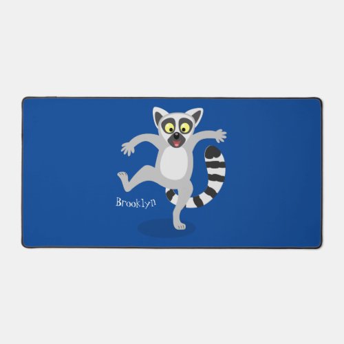 Cute ring tail lemur dancing cartoon illustration desk mat