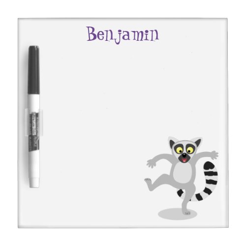 Cute ring tail lemur dancing cartoon illustration dry erase board