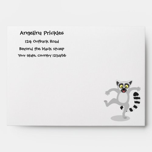 Cute ring tail lemur dancing cartoon illustration envelope