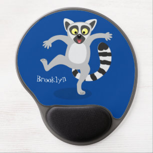 Cute ring tail lemur dancing cartoon illustration gel mouse pad