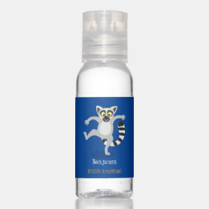 Cute ring tail lemur dancing cartoon illustration hand sanitizer