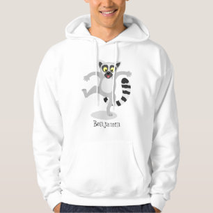 Cute ring tail lemur dancing cartoon illustration hoodie