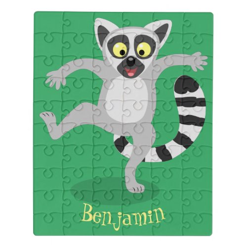 Cute ring tail lemur dancing cartoon illustration jigsaw puzzle