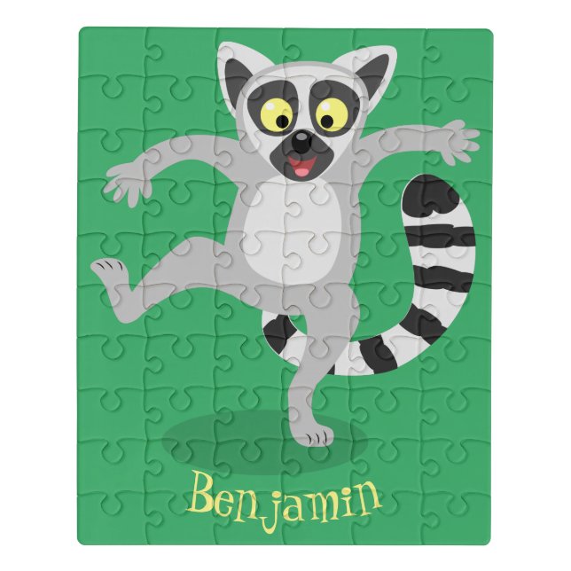 Cute ring tail lemur dancing cartoon illustration jigsaw puzzle (Puzzle Vertical)