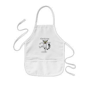 Cute ring tail lemur dancing cartoon illustration kids' apron