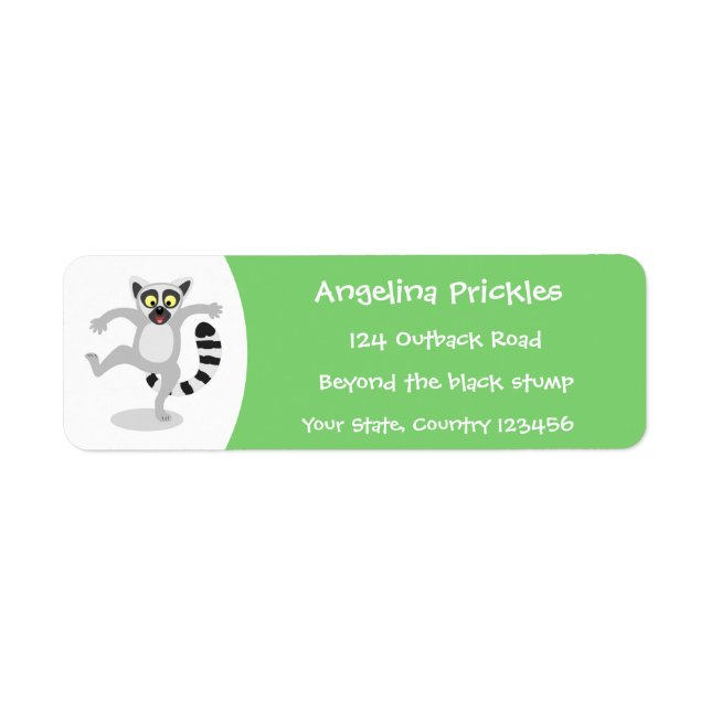 Cute ring tail lemur dancing cartoon illustration label (Front)