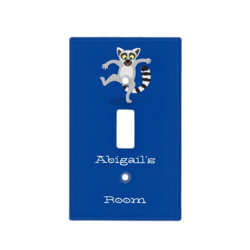 Cute ring tail lemur dancing cartoon illustration  light switch cover