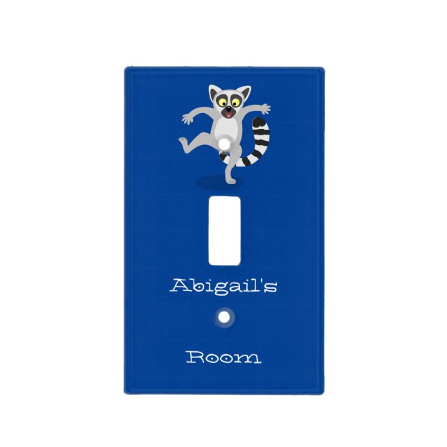 Cute ring tail lemur dancing cartoon illustration  light switch cover (Front)