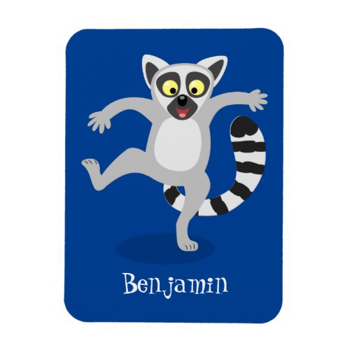 Cute ring tail lemur dancing cartoon illustration magnet