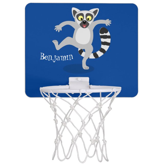 Cute ring tail lemur dancing cartoon illustration mini basketball hoop (Front)