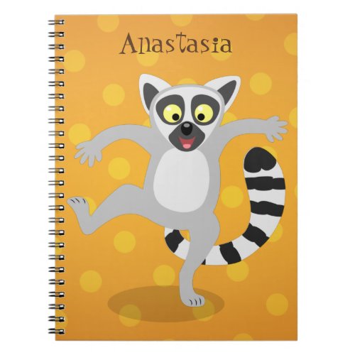Cute ring tail lemur dancing cartoon illustration notebook