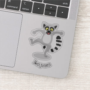 Cute ring tail lemur dancing cartoon illustration sticker