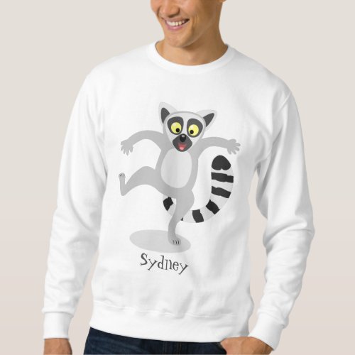 Cute ring tail lemur dancing cartoon illustration sweatshirt