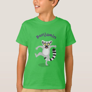 Cute ring tail lemur dancing cartoon illustration T-Shirt