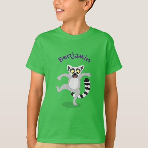 Cute ring tail lemur dancing cartoon illustration T_Shirt