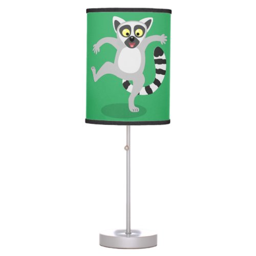 Cute ring tail lemur dancing cartoon illustration table lamp