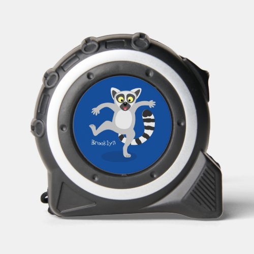 Cute ring tail lemur dancing cartoon illustration tape measure