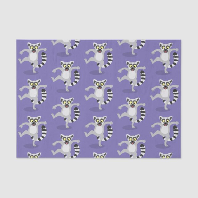 Cute ring tail lemur dancing cartoon illustration tissue paper (Front)