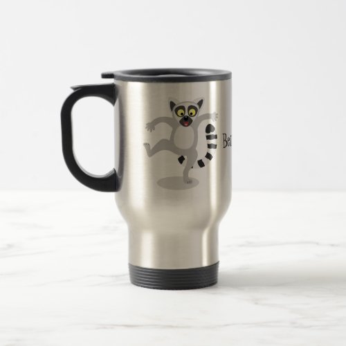 Cute ring tail lemur dancing cartoon illustration travel mug