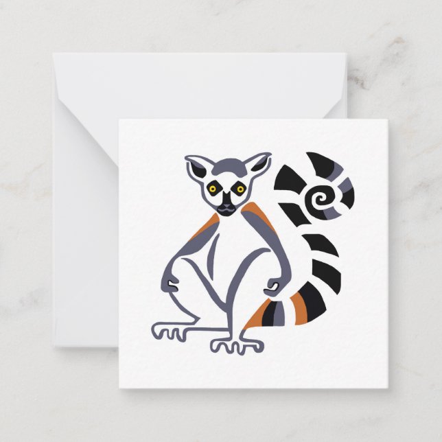 Cute Ring-tailed Lemur - Endangered animal - Note Card (Front)