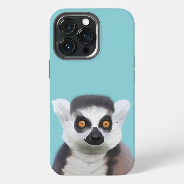 Cute Ring-Tailed Lemur Face Iphone Case (Back)