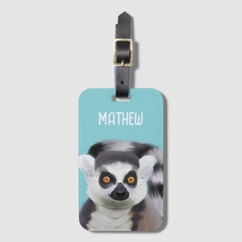 Cute Ring_Tailed Lemur Face Luggage Tag